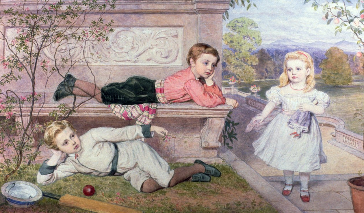 The Farrer Children و Gaspard و Henry و Cecilia في حدائق منزل ريفي في بيركشاير بواسطة جون كولينجهام مور