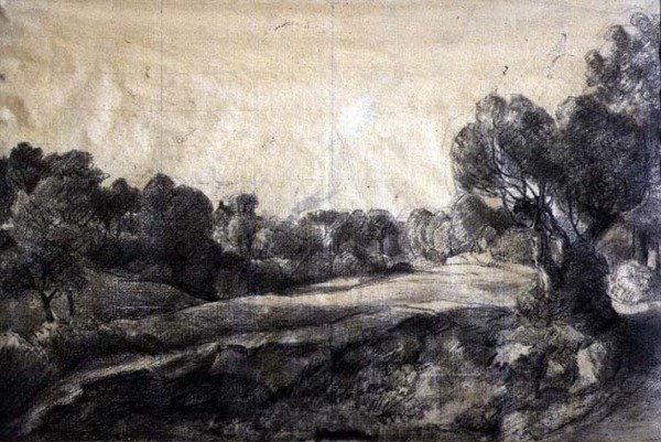 A Dell ، c.1805 (طباشير أسود على ورق برتقالي) بواسطة جون كونستابل