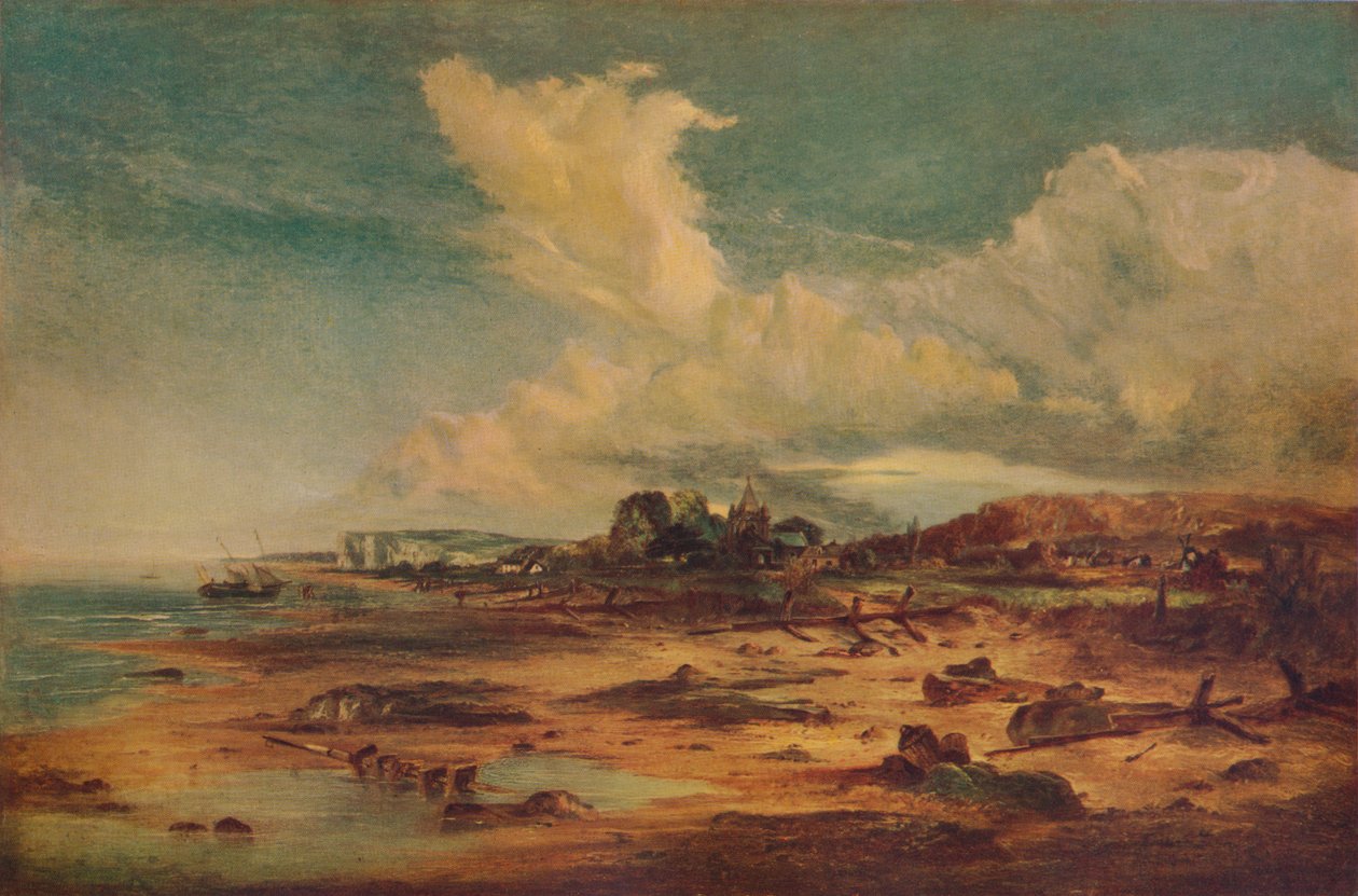 مشهد الساحل مع الكنيسة ، c1824 بواسطة جون كونستابل