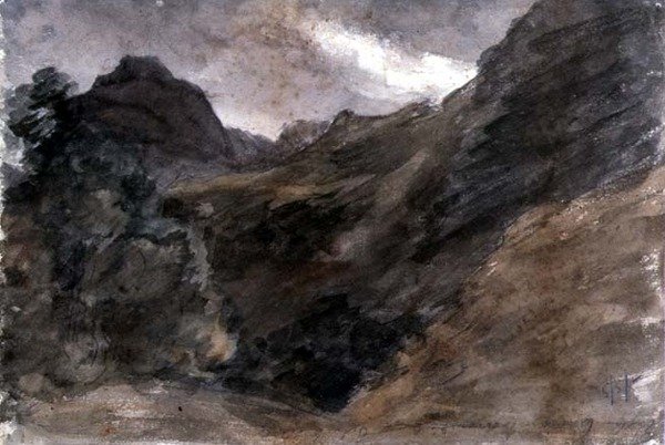 Eagle Crag، Borrowdale، 1806، (recto) (قلم رصاص ومرحاض) بواسطة جون كونستابل