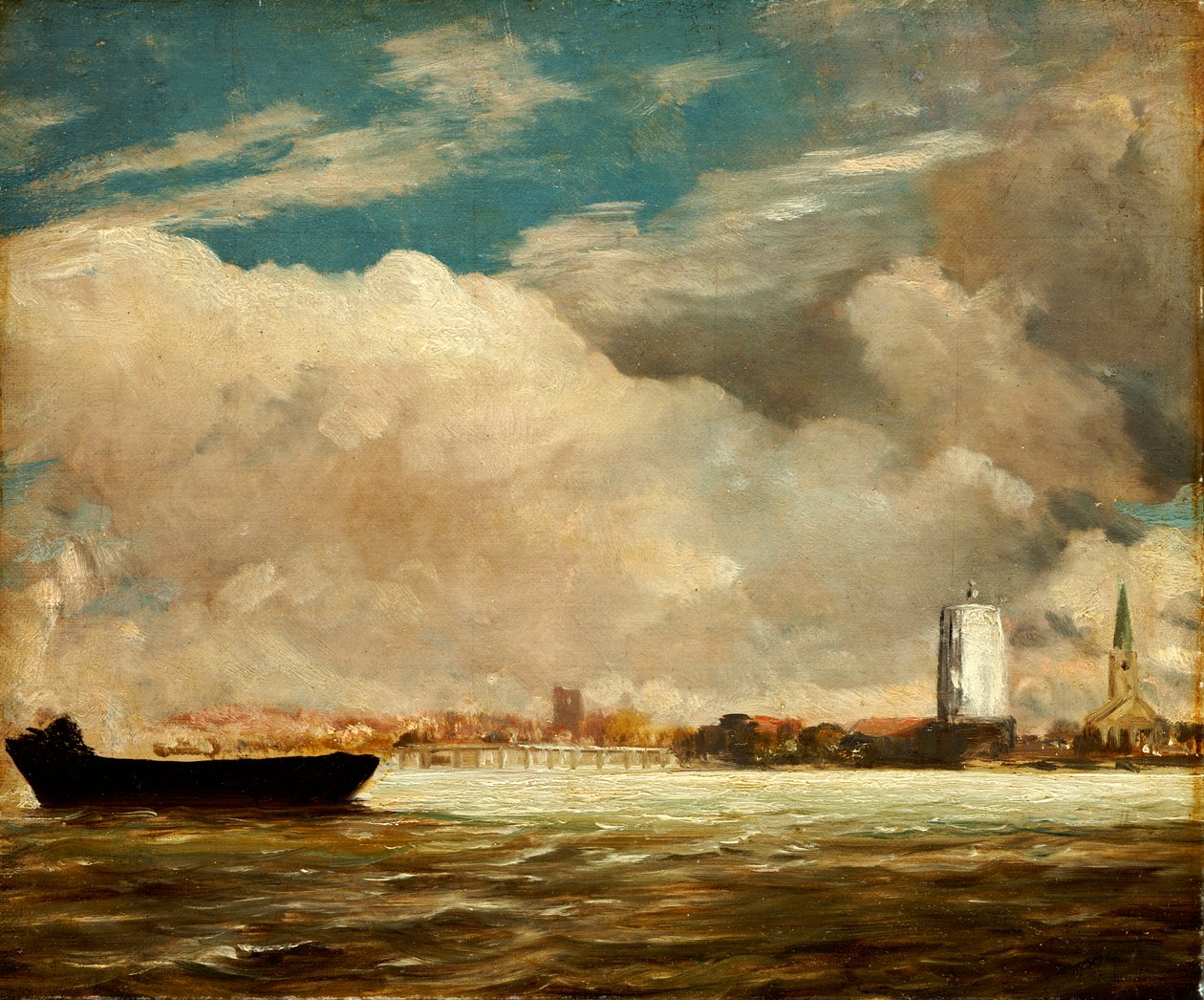 على نهر التايمز بالقرب من جسر باترسي ، c.1816 بواسطة جون كونستابل