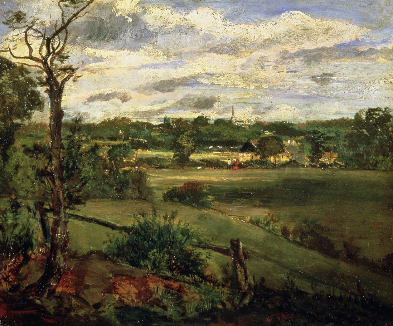 منظر Highgate من Hampstead Heath ، حوالي 1834 (زيت على ورق مقوى) بواسطة جون كونستابل