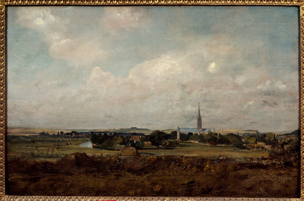 منظر لسالزبري في إنجلترا رسم لجون كونستابل (1776-1837) (ec.engl.) صن. 0،35x0،51 م باريس ، متحف اللوفر. بواسطة جون كونستابل