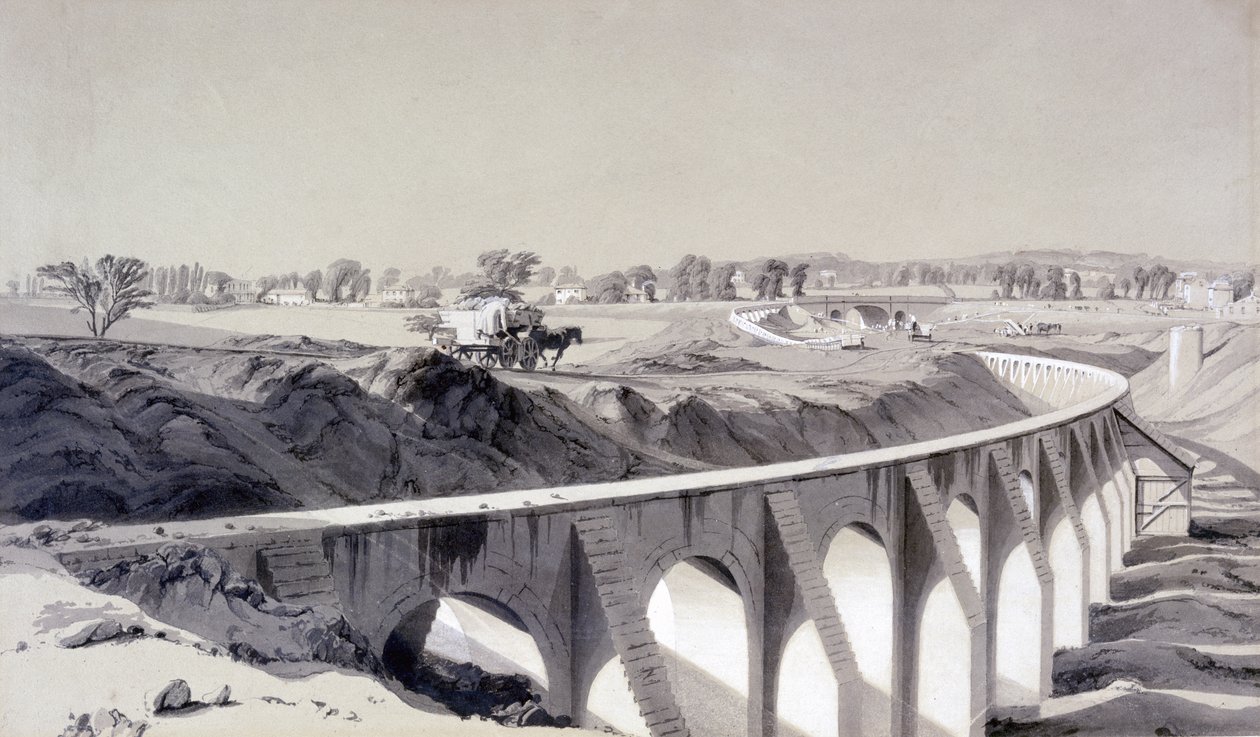 جدار الحدود ، محطة كامدن تاون ، 14 أكتوبر 1836 (قلم وحبر وغسل على ورق) بواسطة جون كوك بورن