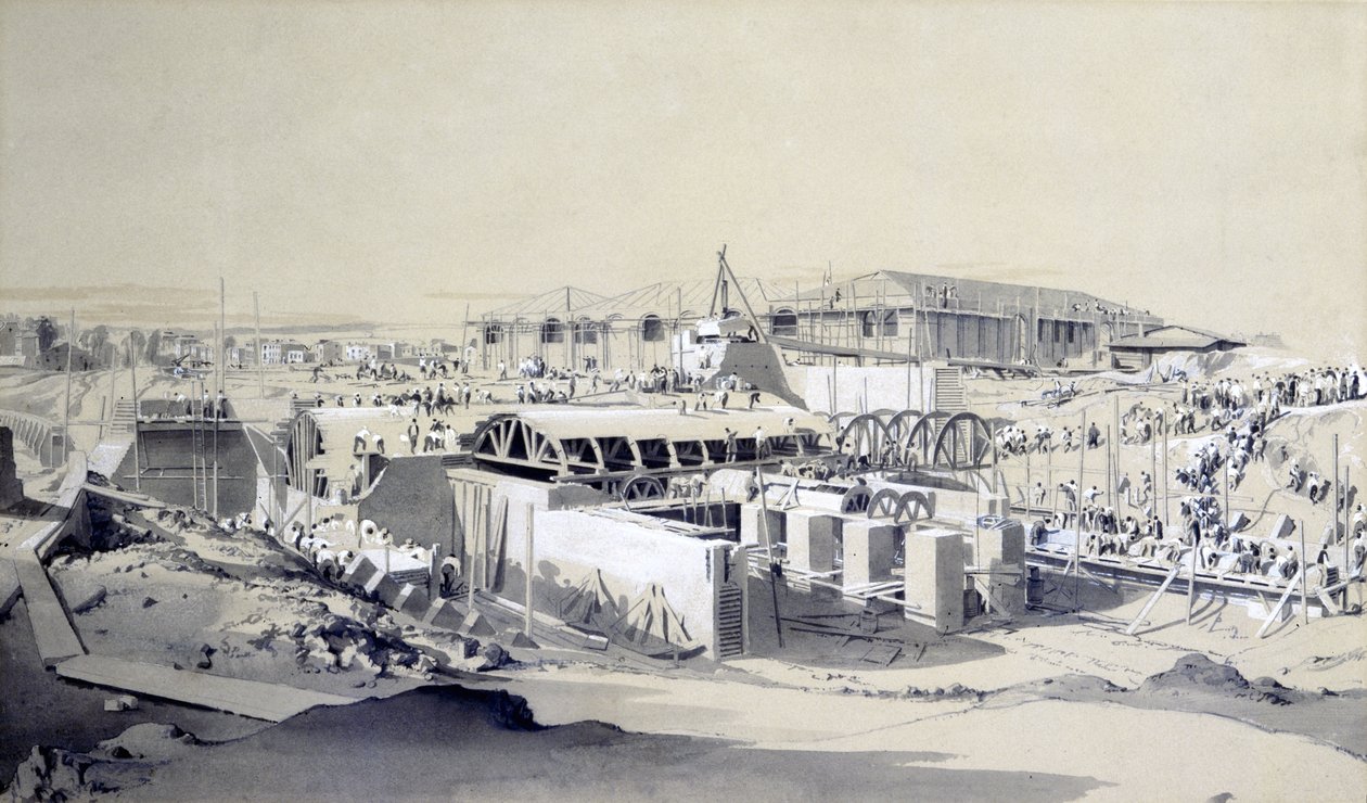 بناء بيت المحرك الثابت ، مدينة كامدن ، 26 أبريل 1837 (قلم وحبر وغسل على ورق) بواسطة جون كوك بورن