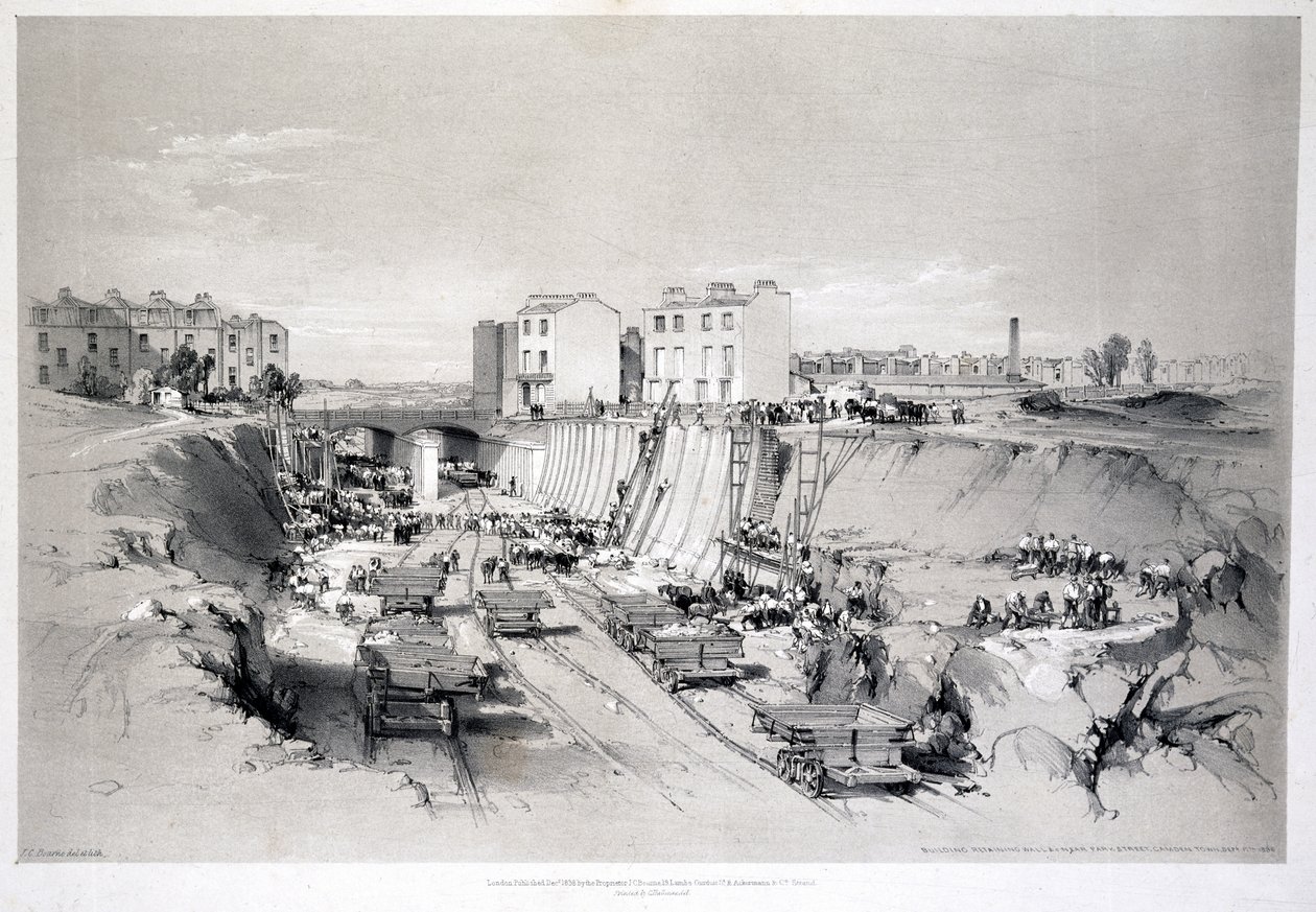 بناء الجدران الاستنادية في بارك ستريت ، مدينة كامدن ، 1836 بواسطة جون كوك بورن