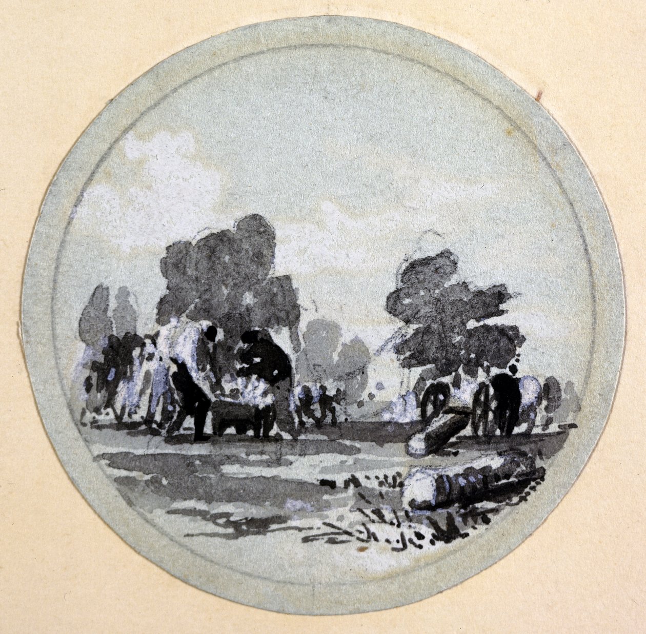 تنظيف ، سكة حديد لندن وبرمنغهام ، 1838 (قلم وحبر وغسل على ورق) بواسطة جون كوك بورن