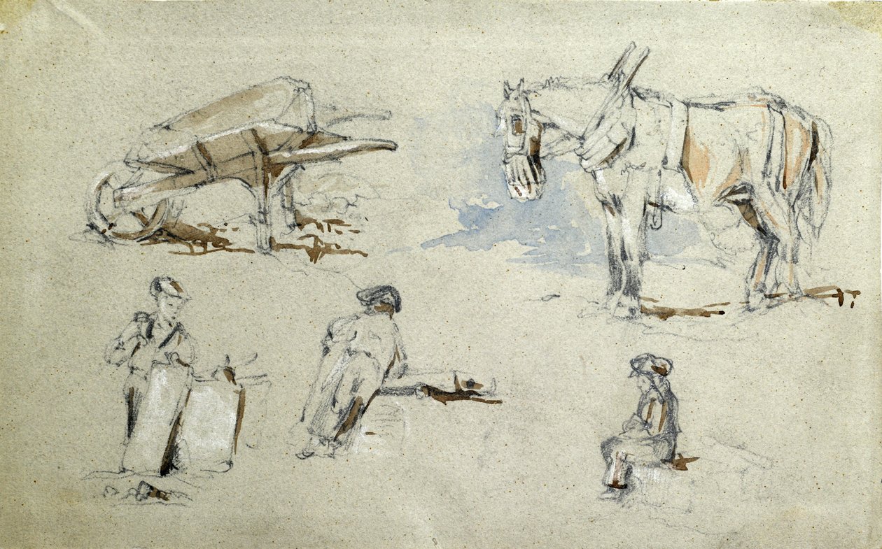بناء سكة حديد لندن وبرمنغهام ، 1835-1838 (قلم رصاص مع غسل على ورق ؛ رسم مركب) بواسطة جون كوك بورن