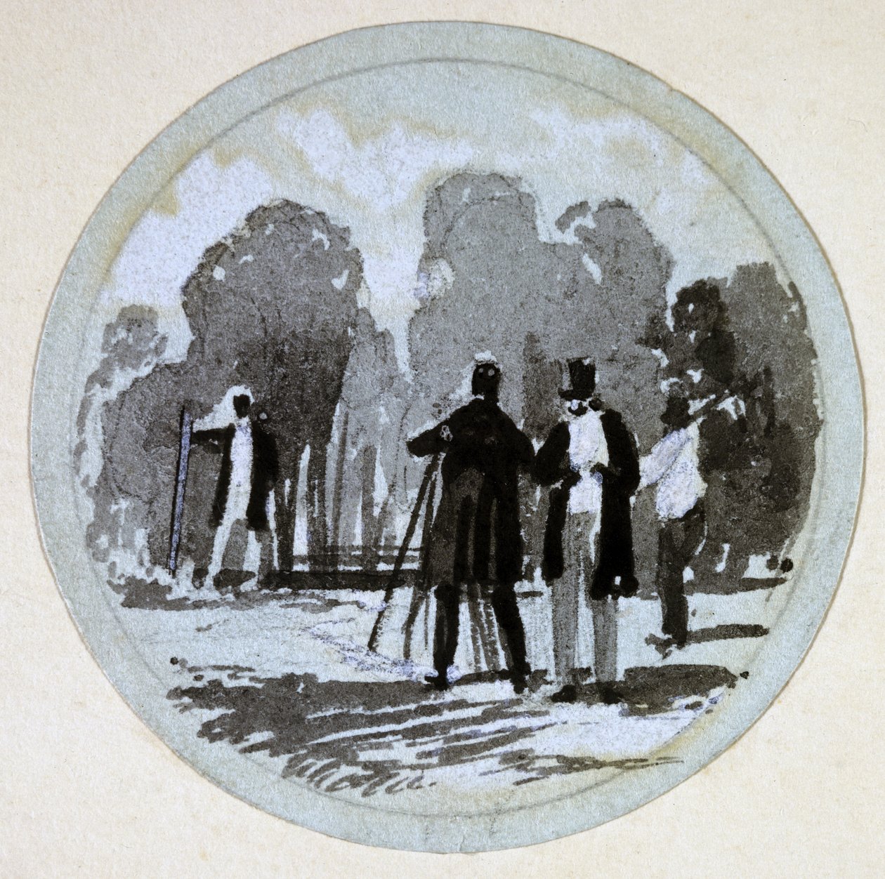 Leveling، London & Birmingham Railway، c.1838 (قلم وحبر وغسل على ورق) بواسطة جون كوك بورن