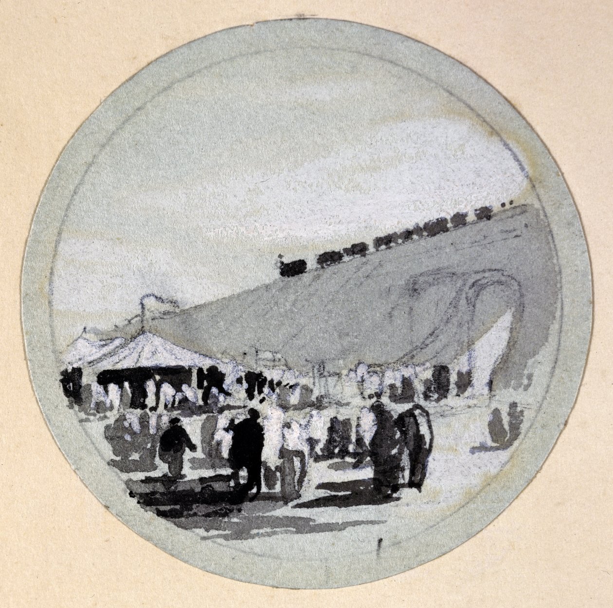 الافتتاح ، سكك حديد لندن وبرمنغهام ، c.1838 (قلم وحبر وغسل على ورق) بواسطة جون كوك بورن
