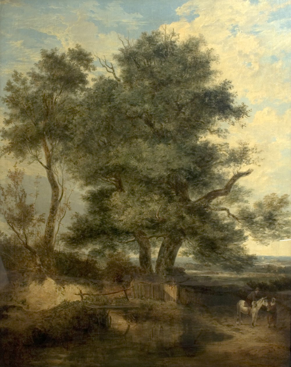 Trees by a Brook (شجرة الصفصاف ، فارس وامرأة على الطريق) ، حوالي 1818 (زيت على قماش) بواسطة جون كروم