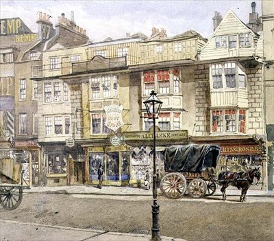 شارع Bishopsgate: رقم 82-86 ، مع حصان وعربة ، مايو 1886 (ألوان مائية) بواسطة جون كروثر