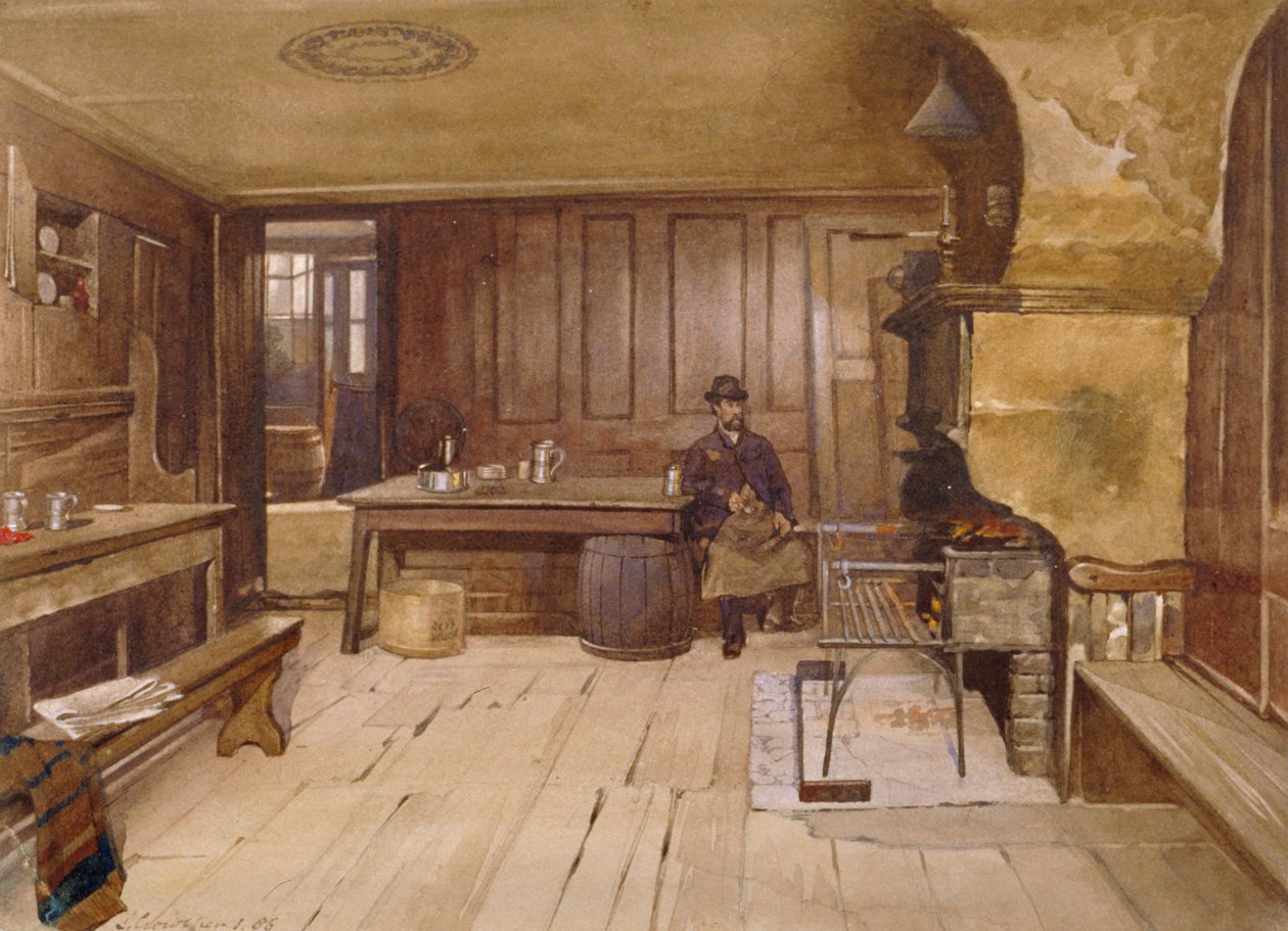 داخل غرفة الصنبور في منزل Sieve العام ، شارع تشيرش ، مينوريز ، لندن ، 1885 بواسطة جون كروثر