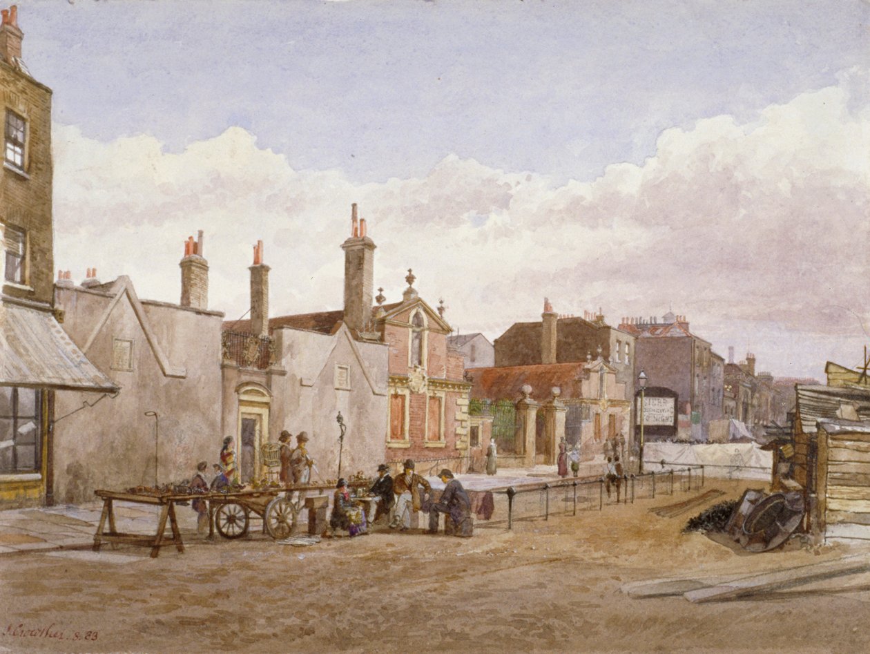 المسشوز و Trinity Almshouses من سكينرز ، مايل إند رود ، ستيبني ، لندن ، 1883 بواسطة جون كروثر