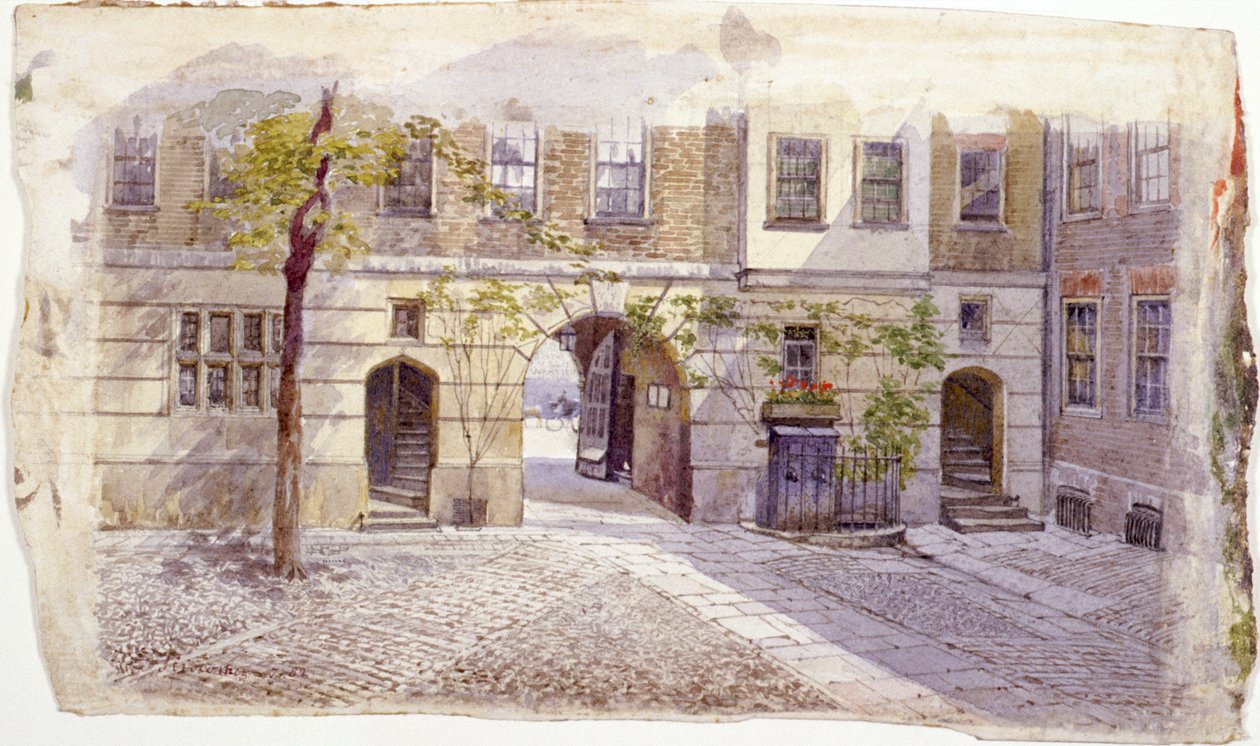 منظر من مدخل Staple Inn ، لندن ، 1882 بواسطة جون كروثر