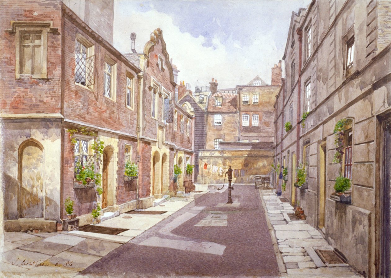 منظر لدور البيت في Cock Court، Jewry Street، City of London، 1886. بواسطة جون كروثر