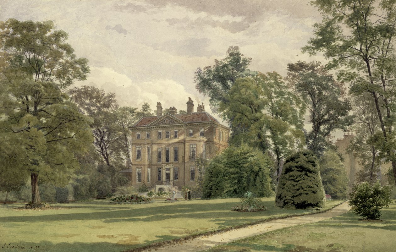 منظر لواجهة الحديقة في Wandsworth Manor House ، St. John&39;s Hill ، 1887 بواسطة جون كروثر