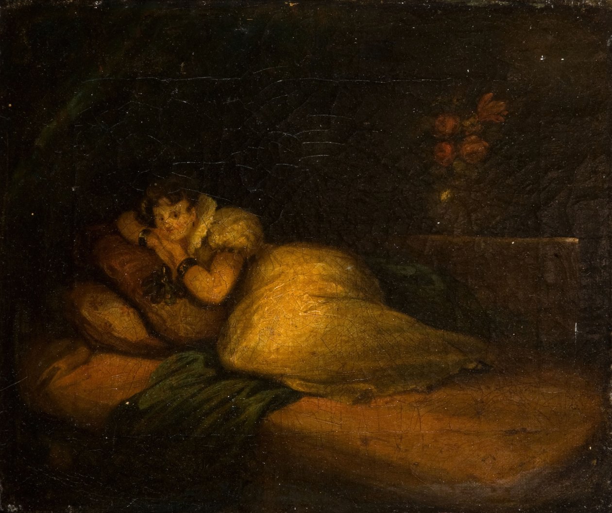 الداخلية مع امرأة على السرير ، 1780. بواسطة جون دانيال بوند
