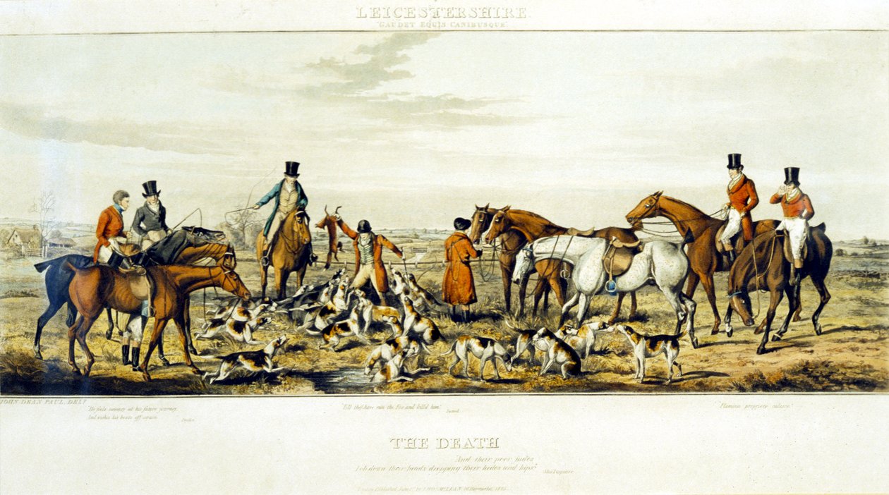 The Death, The Leicestershires, engraved by Henry Alken (1785-1851) 1825 (colour engraving) بواسطة جون دين (بعد) بول