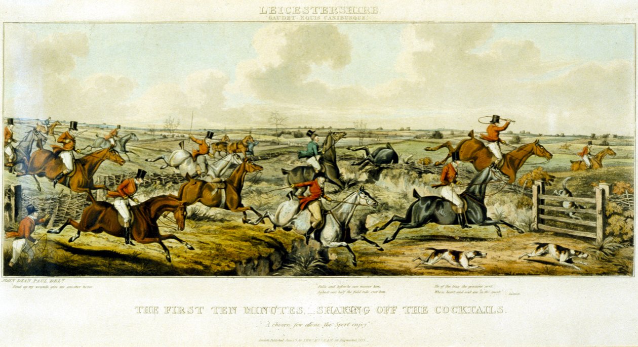 The First Ten Minutes, The Leicestershires, engraved by Henry Alken (1785-1851) 1825 (colour engraving) بواسطة جون دين (بعد) بول