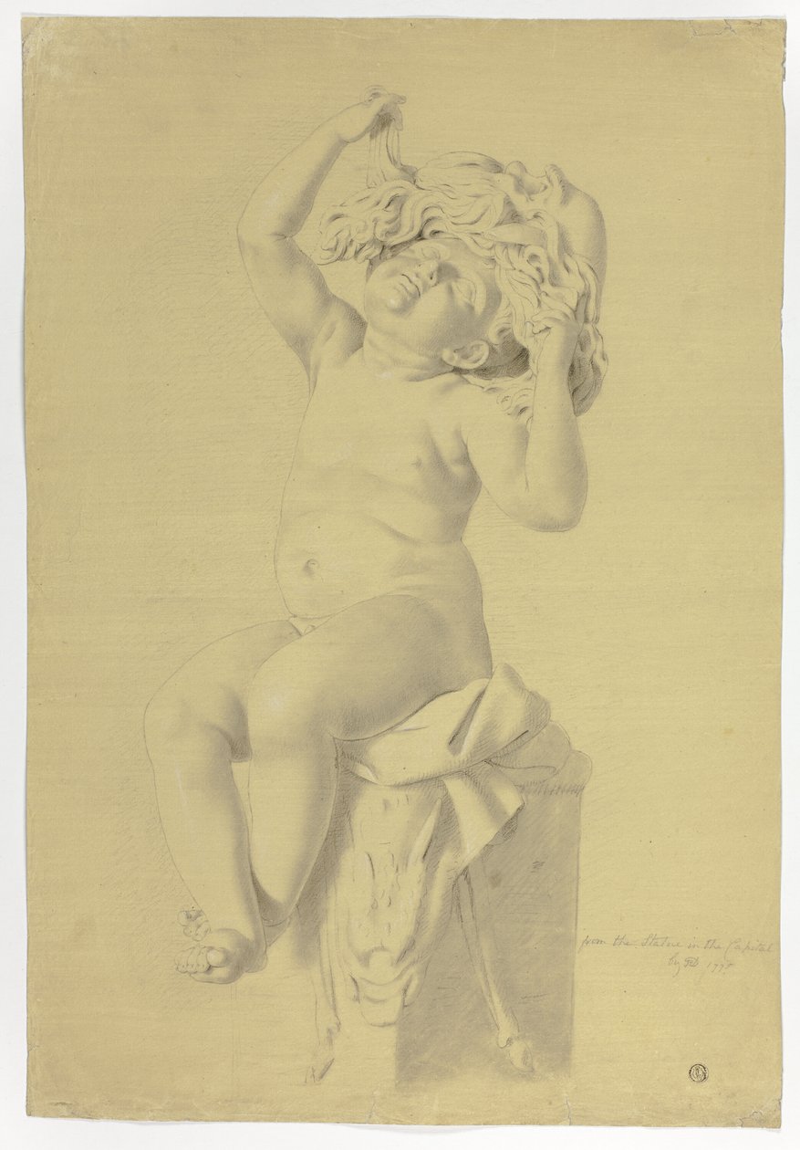 تمثال عتيق لبوتو جالس يحمل قناع Silenus بواسطة جون داونمان
