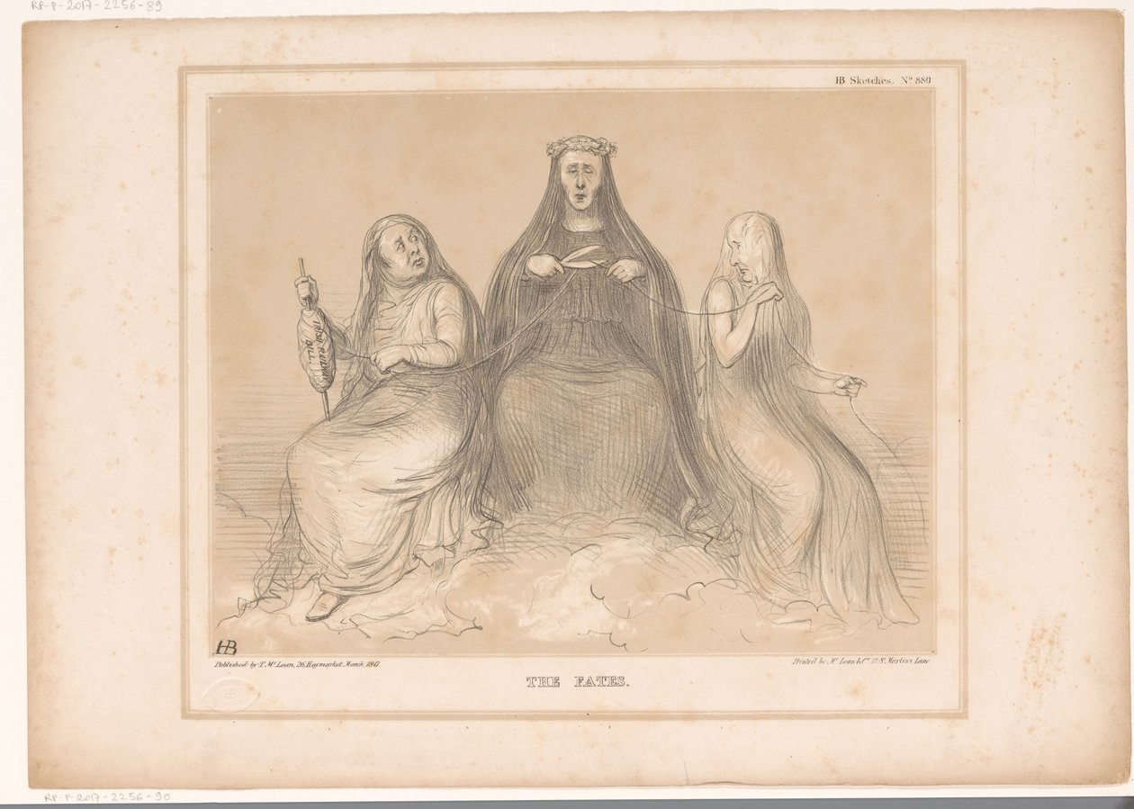 Spotprent over de 'Irish Railway Bill' The Fates (العنوان على الكائن) HB Sketches (عنوان السلسلة على الكائن) بواسطة جون دويل