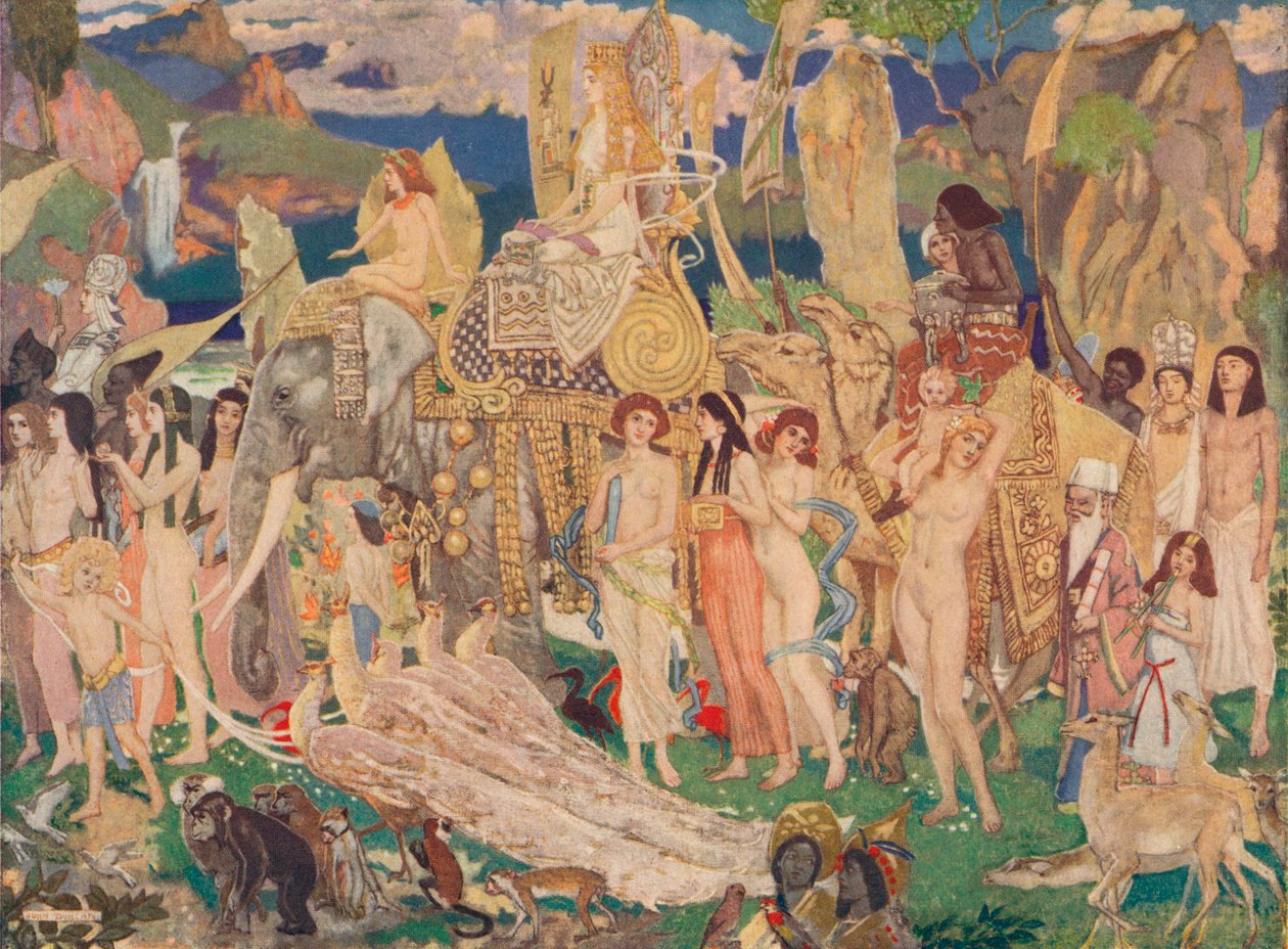 العاج ، القردة والطاووس ملكة سبأ ، c1909 بواسطة جون دنكان
