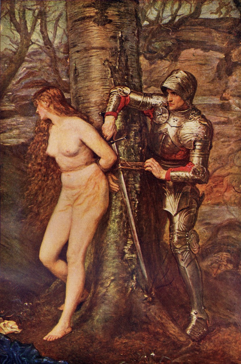 A Knight-errant - شكل أدب رومانسي فروسي ، رسم توضيحي من "الرومانسية وأسطورة الفروسية" بواسطة AR Hope Moncrieff بواسطة جون ايفرت ميليس