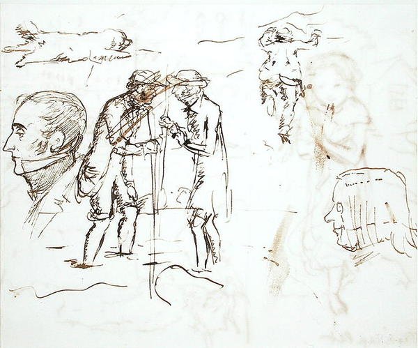 ورقة دراسات مع جون روسكين (1819-1900) وويليام ميليس بواسطة جون ايفرت ميليس