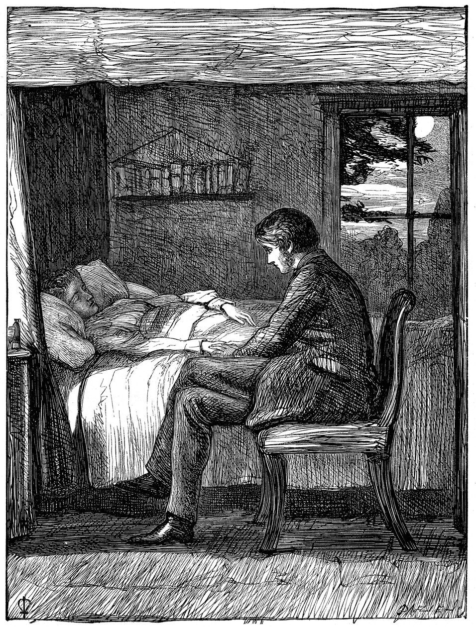 رسم توضيحي لقصيدة آخر كلمات لأوين ميريديث ، 1860. بواسطة جون ايفرت ميليس