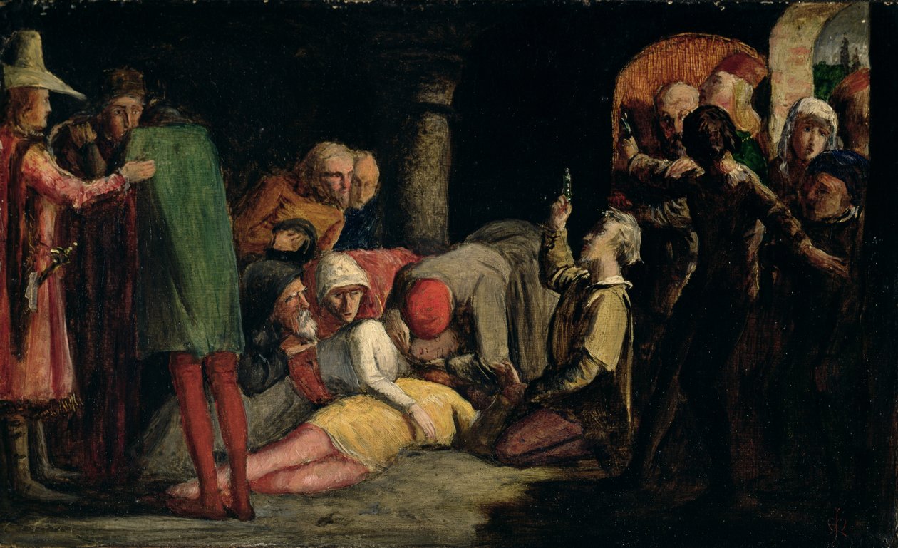 موت روميو وجولييت حوالي عام 1848 (زيت على لوح طاحونة) بواسطة جون ايفرت ميليس