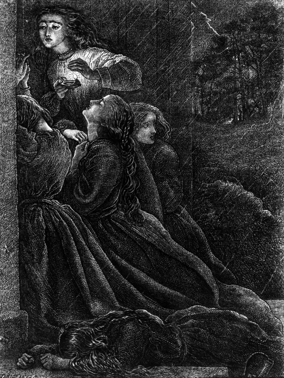 العذارى الحمقى الخمسة ، توضيح من "أمثال ربنا ومخلصنا يسوع المسيح" ، 1864 بواسطة جون ايفرت ميليس