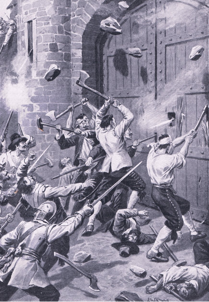 كيس دندي في الأول من سبتمبر 1651: هاجم البحارة الإنجليز ميناء ويلجيت ، رسم توضيحي من "المعارك البريطانية على الأرض والبحر" بواسطة جون ف. كامبل