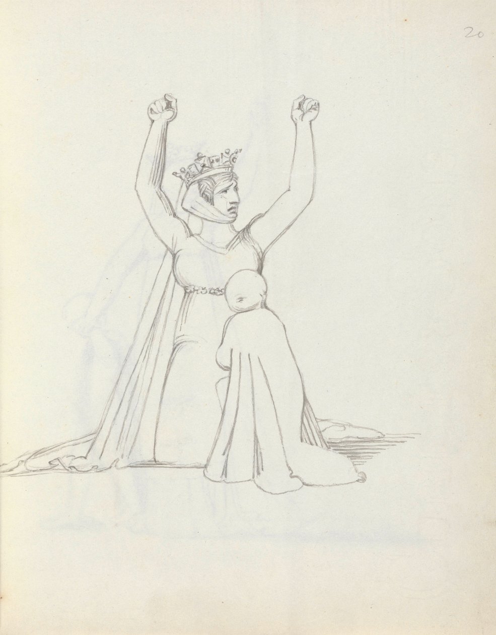 السيدة Siddons as Constance، 1783 (قلم وحبر وغسل على ورق) بواسطة جون فلاكسمان