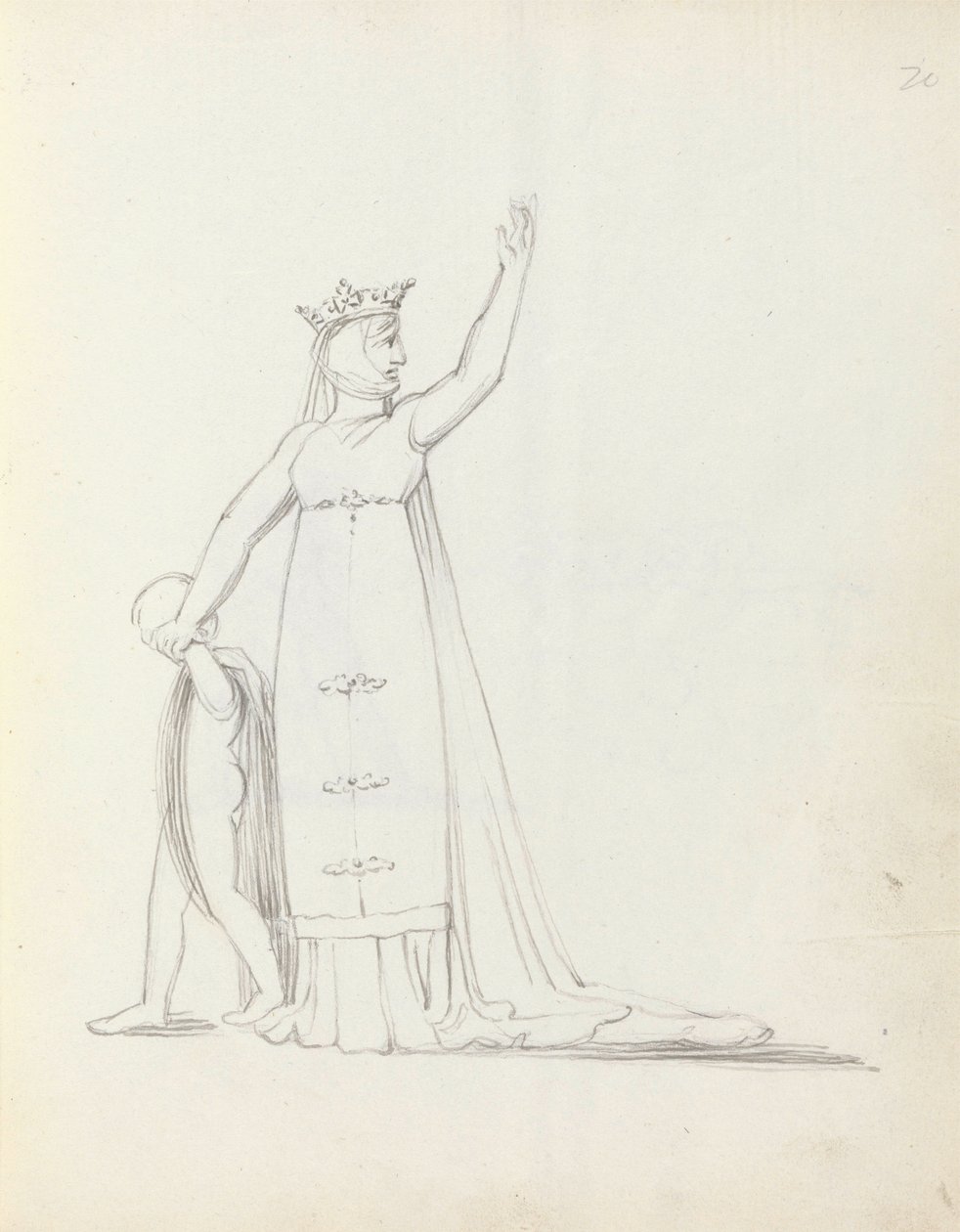 السيدة Siddons مثل كونستانس مع طفل ، 1783 (قلم وحبر وغسل على ورق) بواسطة جون فلاكسمان