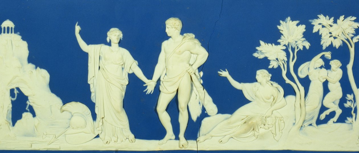 The Choice of Hercules، plaque by Wedgwood (jasperware) بواسطة جون فلاكسمان