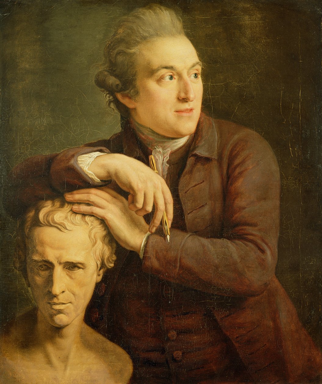 جوزيف نوليكنز (1737-1823) مع تمثال نصفي لورانس ستيرن (1713-68) 1772 بواسطة جون فرانسيس ريود