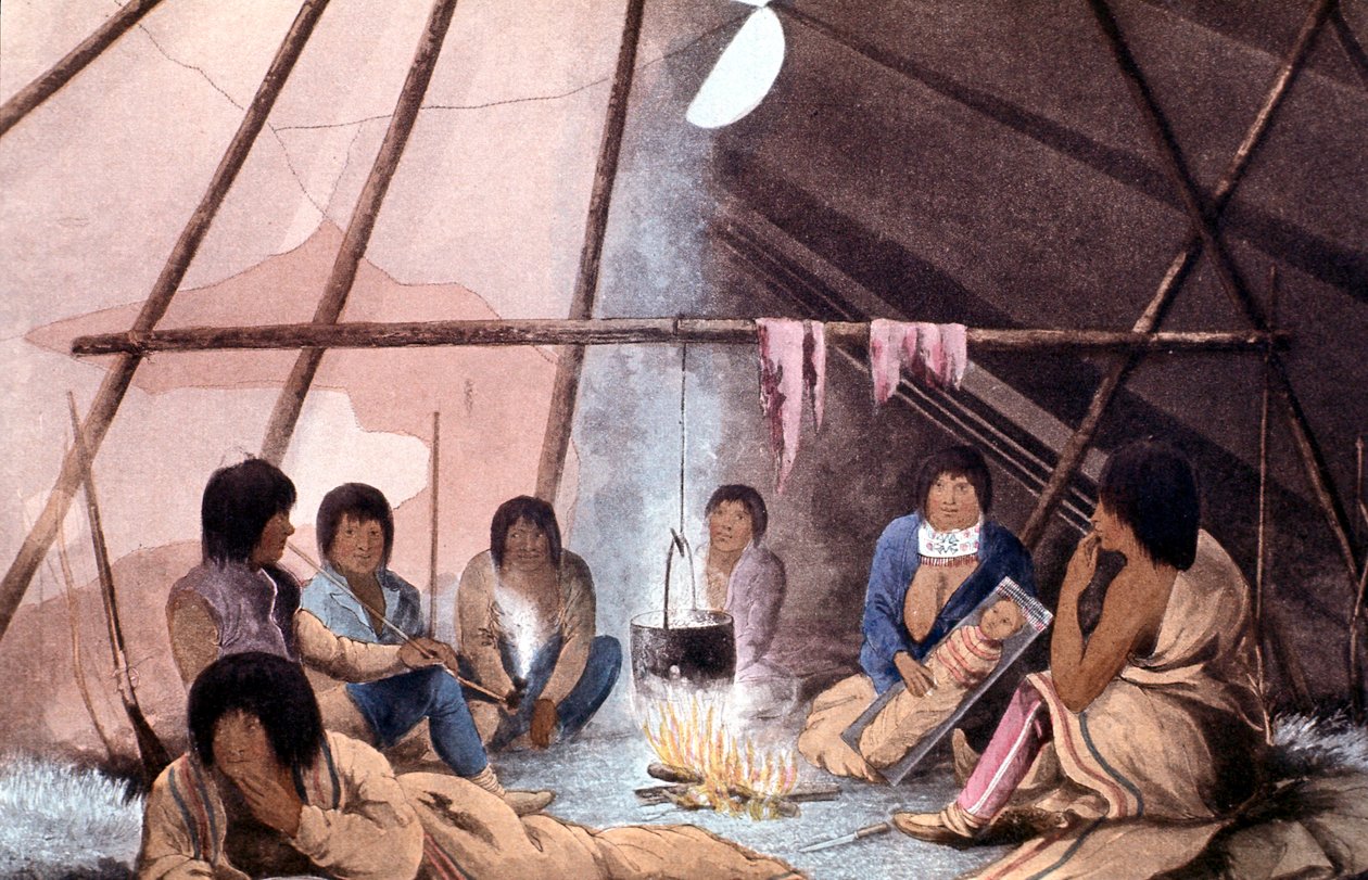 داخل خيمة كري الهندية ، 1823 بواسطة جون فرانكلين