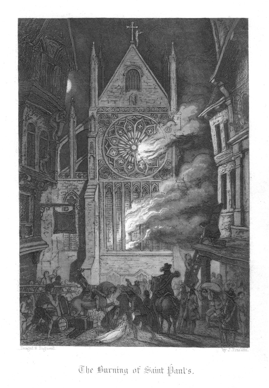 مشهد من Old St Pauls بقلم ويليام هاريسون أينسورث ، 1855 بواسطة جون فرانكلين