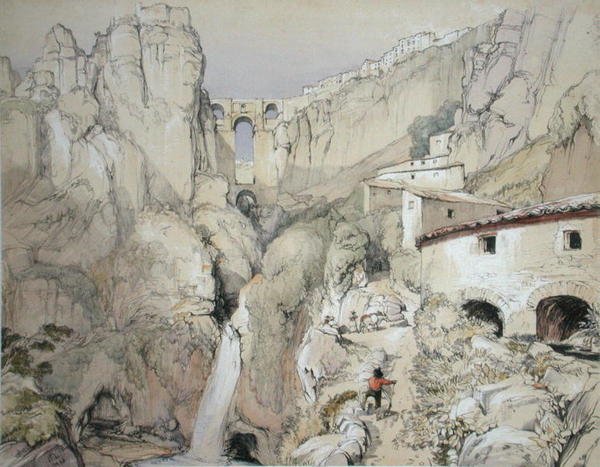 الغجر ، روندا ، من "اسكتشات إسبانيا" ، نقشها تشارلز جوزيف هولمانديل (1789-1850) ، نُشر عام 1836 (ليثو ملون) بواسطة جون فريدريك (بعد) لويس