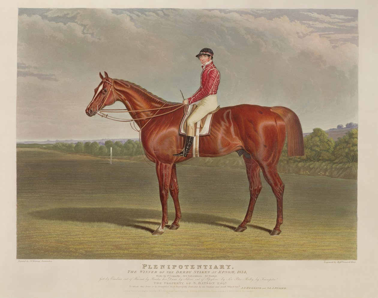 "المفوض" ، الفائز بسباق ديربي ستيبس في إبسوم ، 1834 ، منقوش بواسطة RW Smart و Charles Hunt (1803-77) ، حانة. بواسطة S. und J. Fuller، 1834 (aquatint) بواسطة جون فريدريك هيرينج الأب