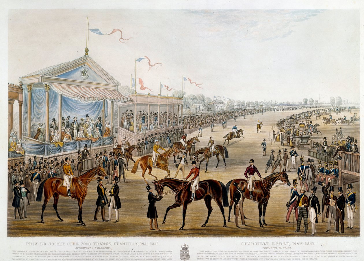نادي Prix du jockey club a Chantilly في عام 1841 طباعة بواسطة John Frederick Herring (1795-1865) بواسطة جون فريدريك هيرينج الأب