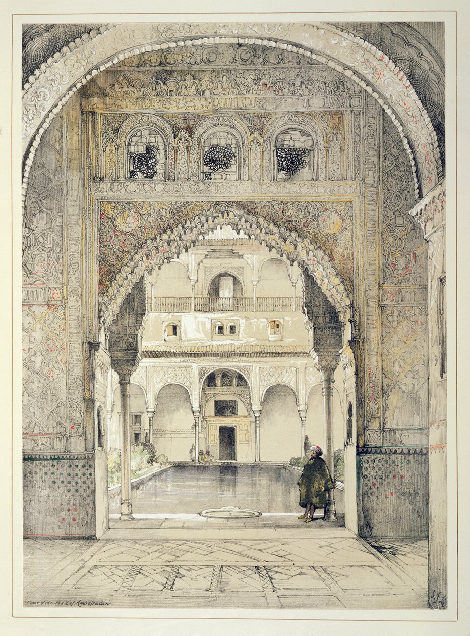 باب قاعة السفراء ، من "اسكتشات ورسومات قصر الحمراء" ، منقوش بقلم ويليام غوتشي (fl.1825-54) ، 1835 بواسطة جون فريدريك لويس