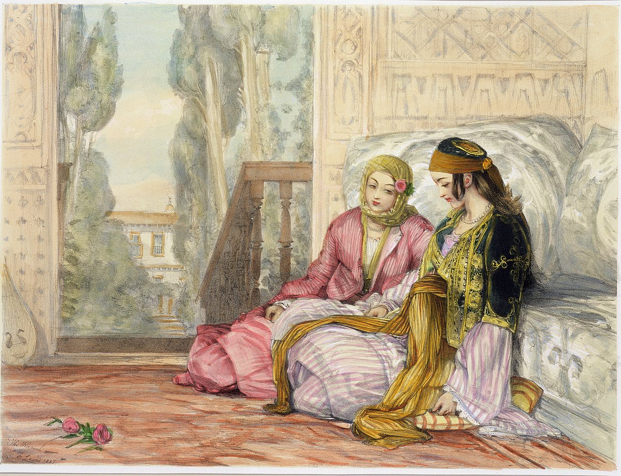 الحريم ، اللوحة 1 من "رسوم القسطنطينية" ، نقشها الفنان ، 1837 بواسطة جون فريدريك لويس