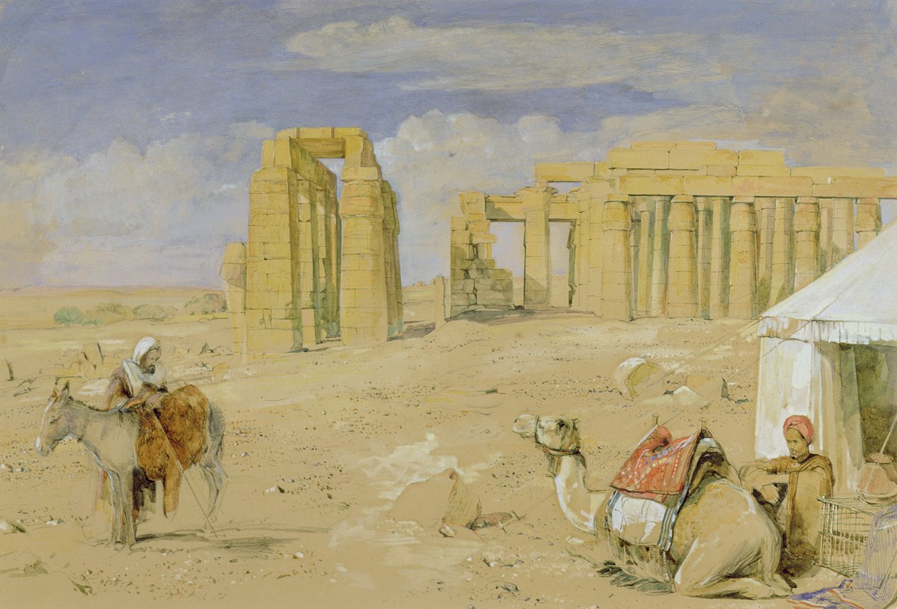 رمسيوم في طيبة ، حوالي عام 1850 (ألوان مائية ، جواش ، فحم وطباشير على ورق) بواسطة جون فريدريك لويس