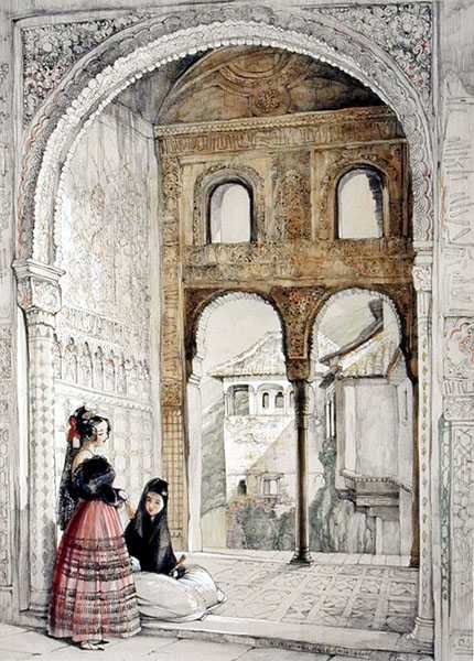 نافذة في قاعة السفراء ، من اسكتشات ورسومات قصر الحمراء ، 1835 بواسطة جون فريدريك لويس
