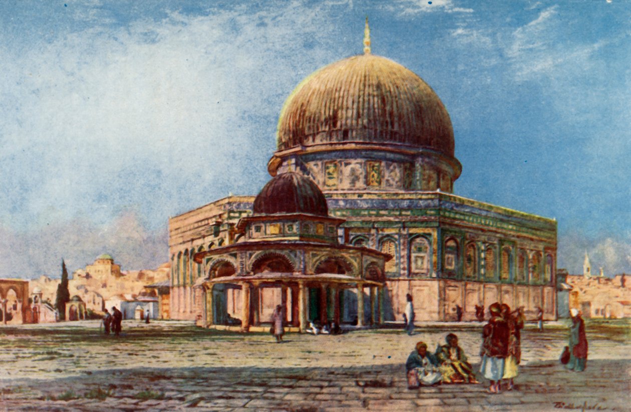 قبة الصخرة مع قبة السلسلة Kubbet Es Silseleh ، 1902. بواسطة جون فوليلوف