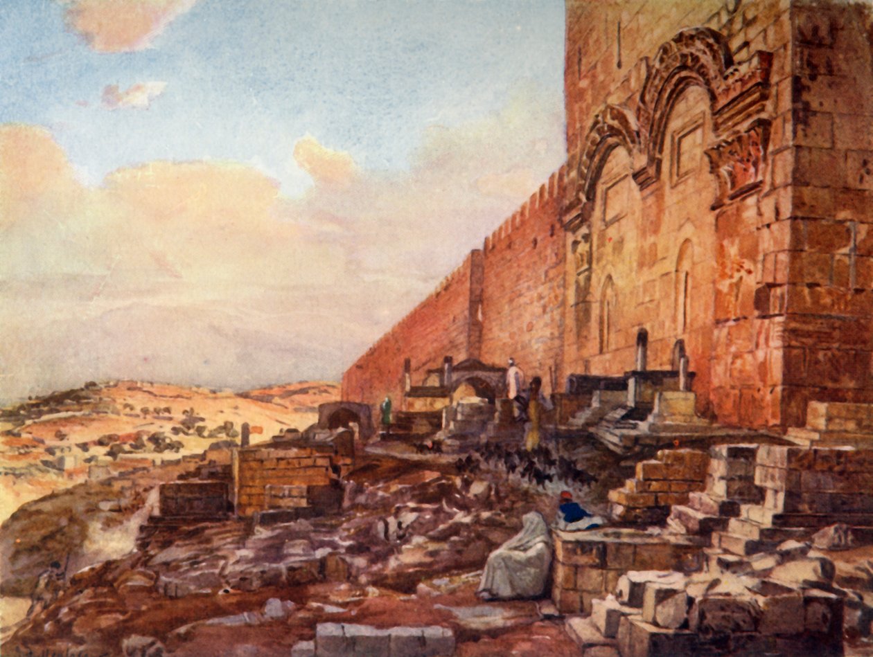 القدس. - خارج البوابة الذهبية أو الجميلة ، 1902. بواسطة جون فوليلوف