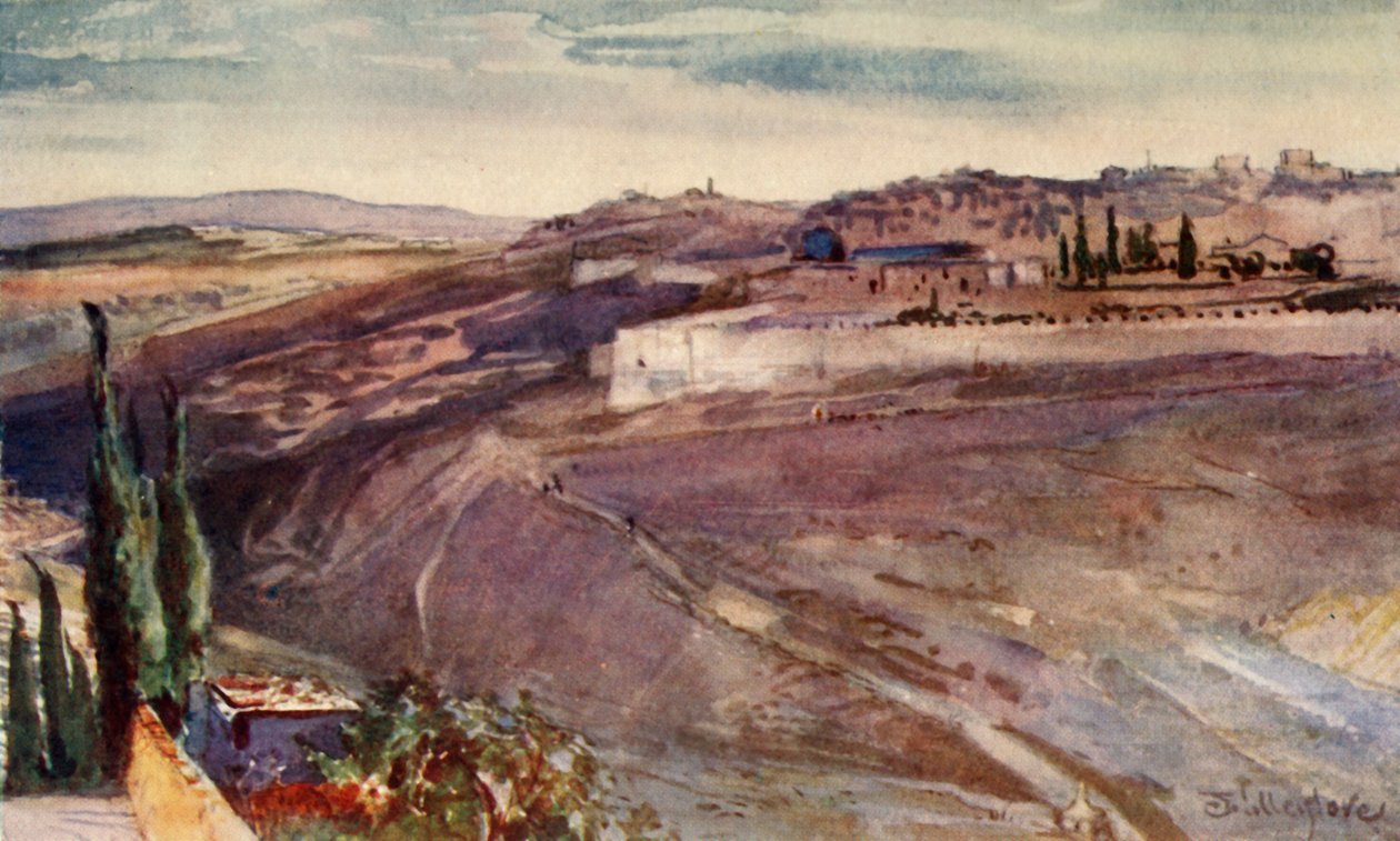 القدس من البقعة التقليدية على جبل الزيتون حيث بكى المسيح على المدينة ، 1902. بواسطة جون فوليلوف