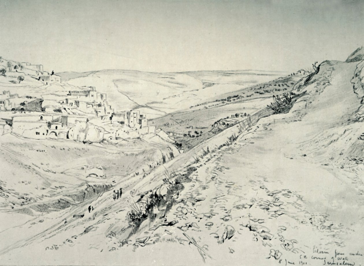 صوامع من تحت الزاوية الجنوبية الشرقية لجدار منطقة المعبد ، 1902. بواسطة جون فوليلوف